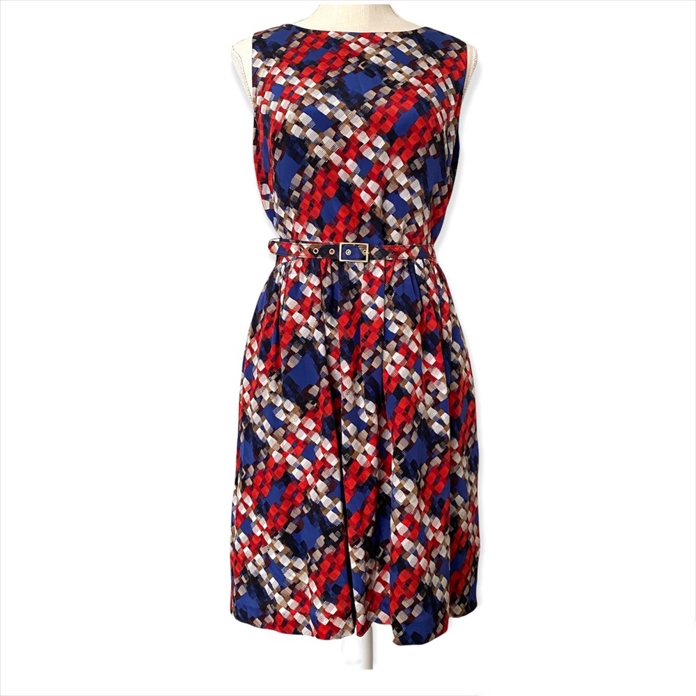 Trina Turk Janny Plaid Print Silk Dress